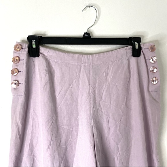 C’est City Lilac Silk Linen Wide Leg Crop Pants NWT - Picture 4 of 8